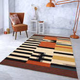 Flat Weave Kilim Antique Navaho Vintage handmade Modern Kilim Beige Rust Hand-Woven Rectangle 100% Wool Area Rug 8x10